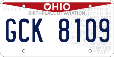 OH license plate GCK8109