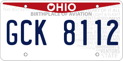 OH license plate GCK8112