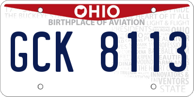 OH license plate GCK8113