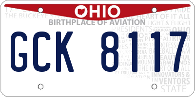 OH license plate GCK8117