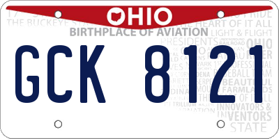 OH license plate GCK8121