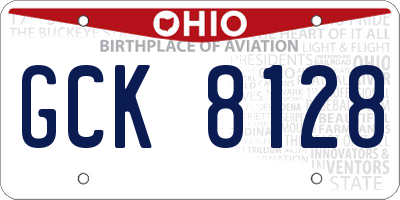 OH license plate GCK8128