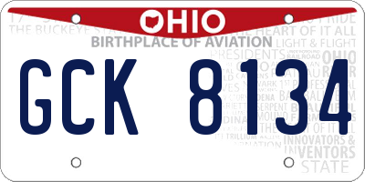 OH license plate GCK8134