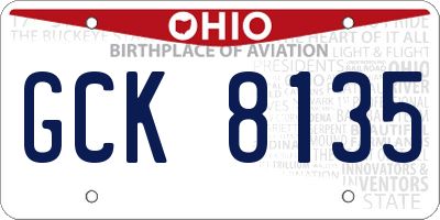 OH license plate GCK8135