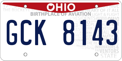 OH license plate GCK8143