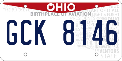 OH license plate GCK8146