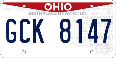 OH license plate GCK8147