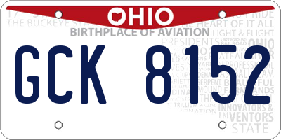 OH license plate GCK8152