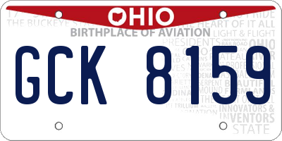 OH license plate GCK8159