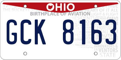 OH license plate GCK8163