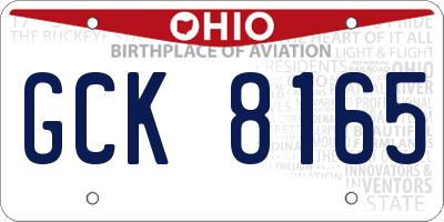 OH license plate GCK8165