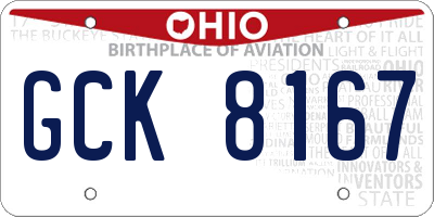 OH license plate GCK8167