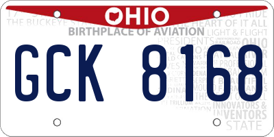 OH license plate GCK8168