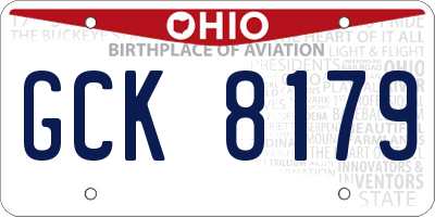 OH license plate GCK8179