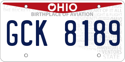 OH license plate GCK8189