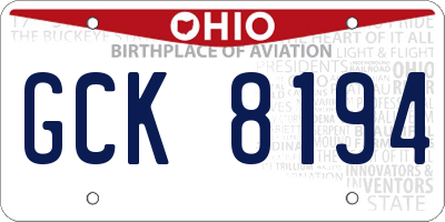 OH license plate GCK8194