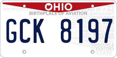 OH license plate GCK8197