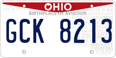 OH license plate GCK8213