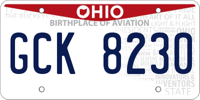 OH license plate GCK8230