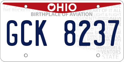 OH license plate GCK8237