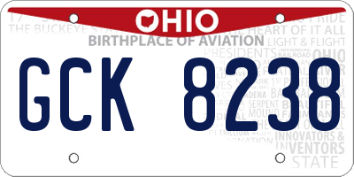OH license plate GCK8238