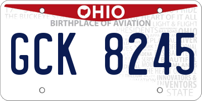OH license plate GCK8245