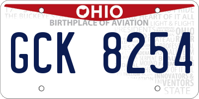 OH license plate GCK8254