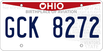 OH license plate GCK8272