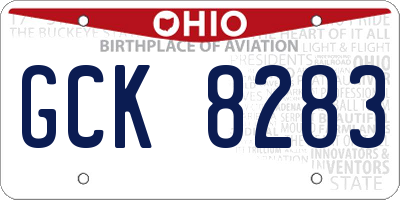 OH license plate GCK8283