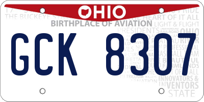 OH license plate GCK8307