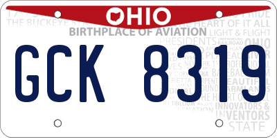 OH license plate GCK8319