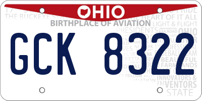 OH license plate GCK8322