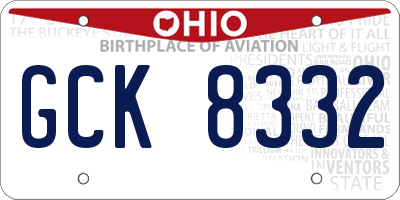 OH license plate GCK8332