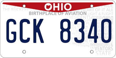 OH license plate GCK8340