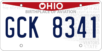 OH license plate GCK8341