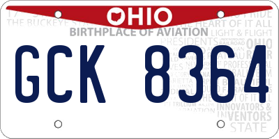 OH license plate GCK8364