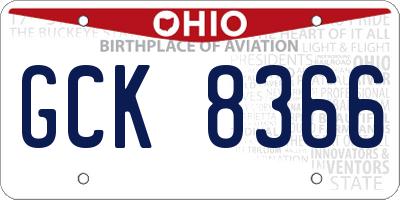 OH license plate GCK8366