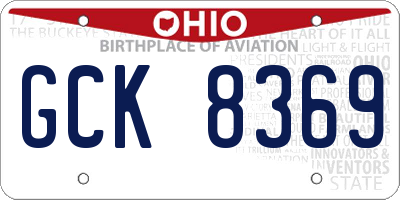 OH license plate GCK8369