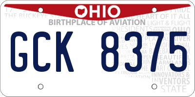 OH license plate GCK8375