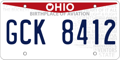 OH license plate GCK8412