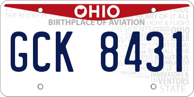 OH license plate GCK8431