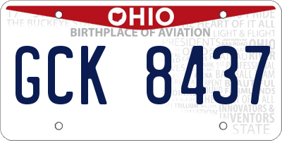 OH license plate GCK8437