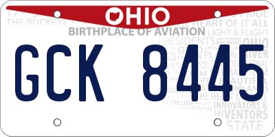 OH license plate GCK8445