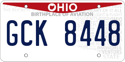 OH license plate GCK8448