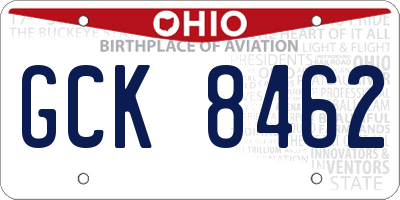 OH license plate GCK8462