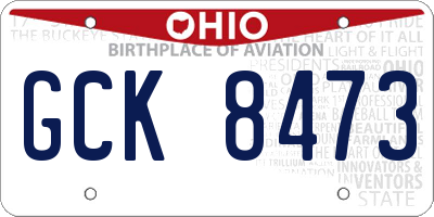 OH license plate GCK8473