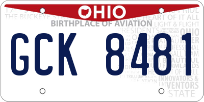 OH license plate GCK8481