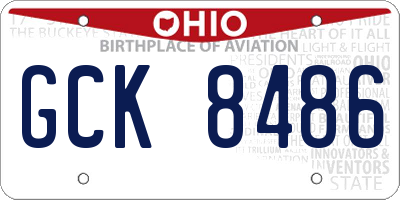 OH license plate GCK8486