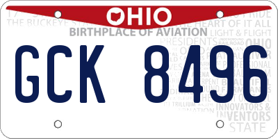 OH license plate GCK8496