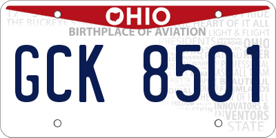 OH license plate GCK8501